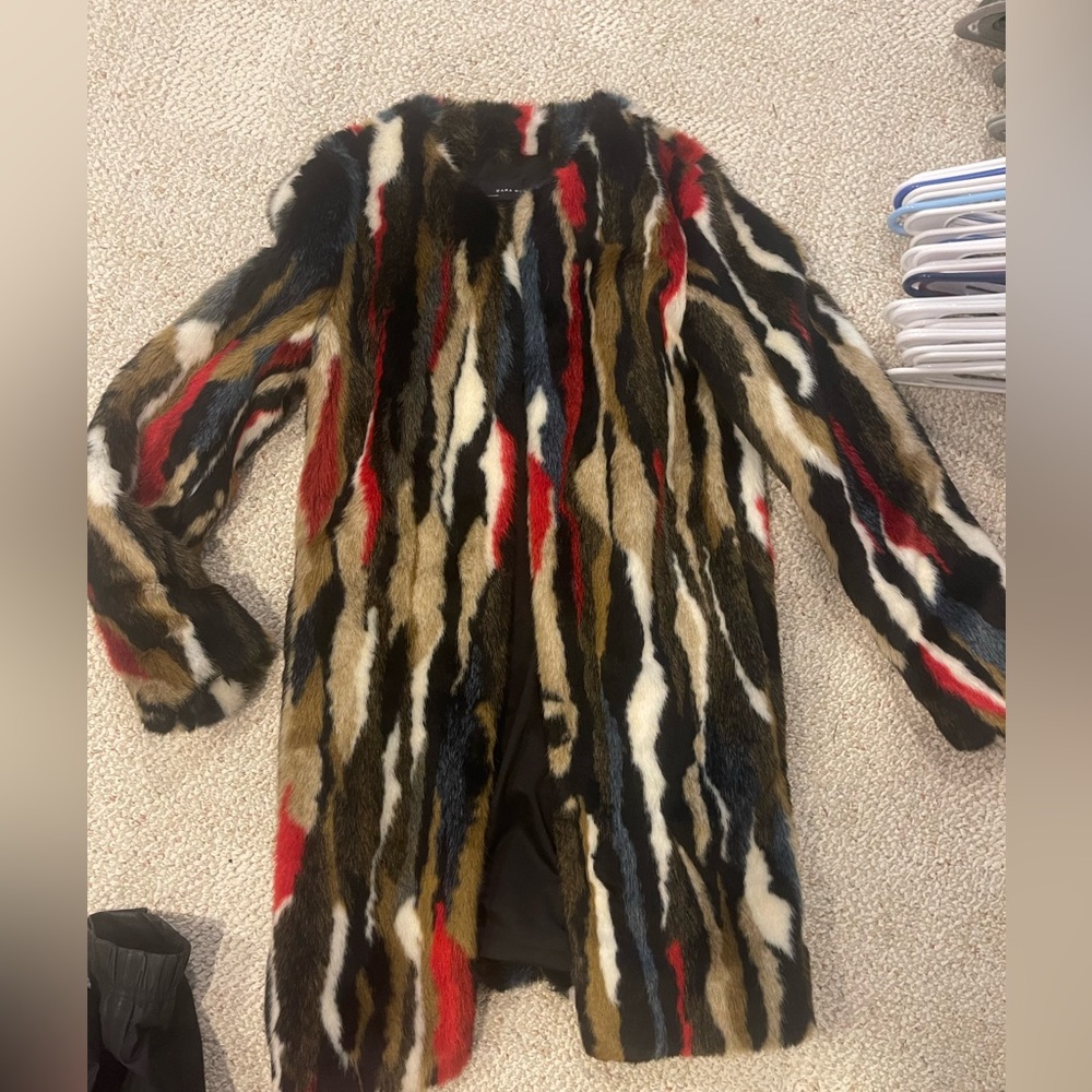 Zara multicolored fur coat
